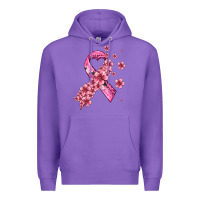 Purple pink cancer ribbon Premium Hoodie - AdoDesignShop