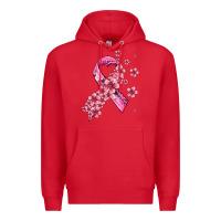 Red pink cancer ribbon Premium Hoodie - AdoDesignShop