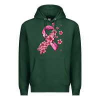 Sports Green pink cancer ribbon Premium Hoodie - AdoDesignShop