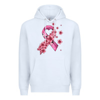 White pink cancer ribbon Premium Hoodie - AdoDesignShop