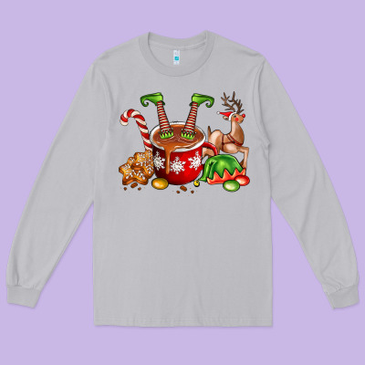 Chocolate Elf Long Sleeve Tee Designed By Fadigitalartstudio