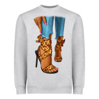 Heather Grey Leopard heels black fashion girl Heavyweight Sweatshirt - RanaPortraitStore