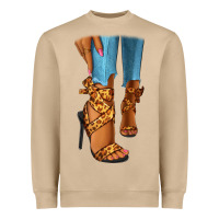 Leopard Heels Black Fashion Girl Heavyweight Sweatshirt | Teevron
