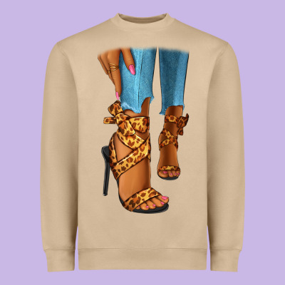 Heavyweight Sweatshirt Leopard heels black fashion girl