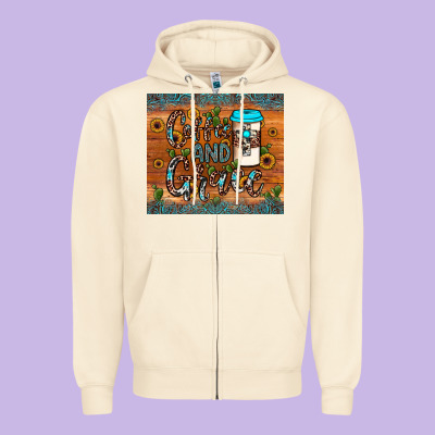 Coffee And Grace Zipper Hoodie Designed By Jahusdesignshop