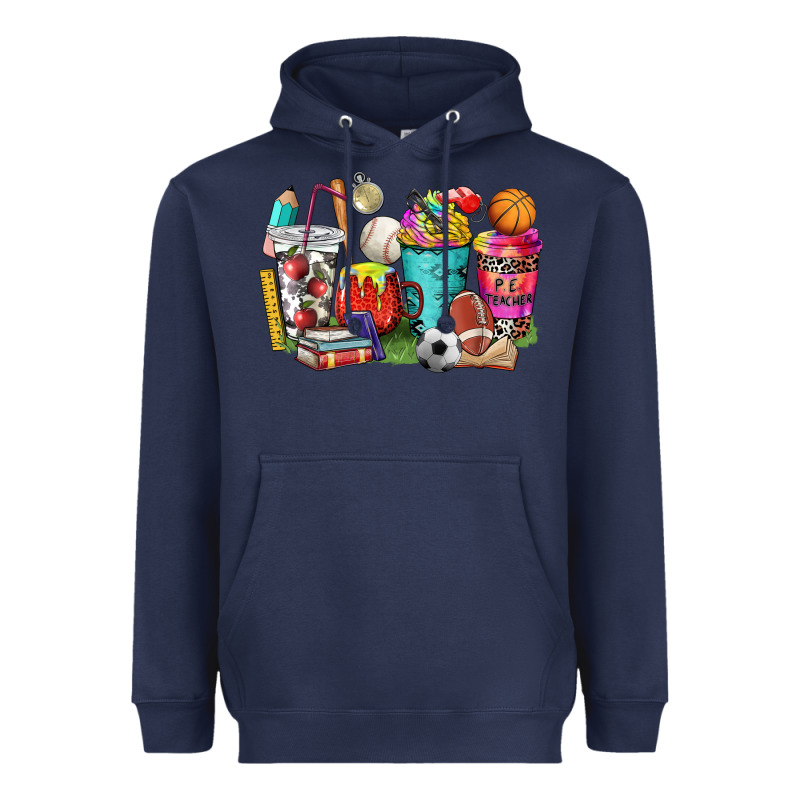 P.e. Teacher Coffee Cups Heavyweight Hoodie by NancyCooperArtShop | Teevron