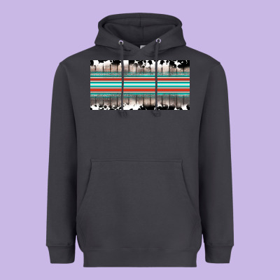 Western Cowhide Serape Sunflower Mama License Plate Heavyweight Hoodie Designed By Barkaloodesign