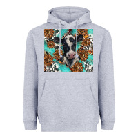 Heather Grey western black and white cow Heavyweight Hoodie - BarkalooDesign