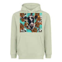 Matcha western black and white cow Heavyweight Hoodie - BarkalooDesign