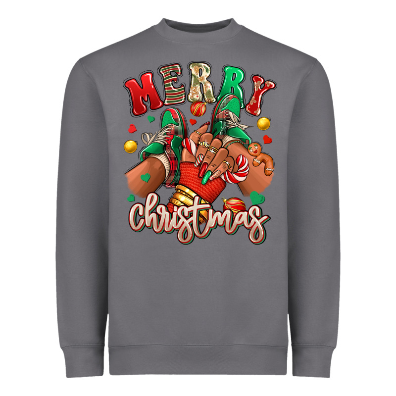 Merry Christmas Black Girl Sneakers Heavyweight Sweatshirt by RanaPortraitStore | Teevron