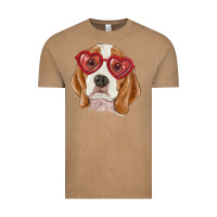 Vintage Coffee beagle with love glasses Vintage Tee - RanaPortraitStore
