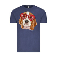 Vintage Denim beagle with love glasses Vintage Tee - RanaPortraitStore