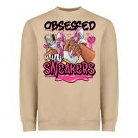 Obsessed With Sneakers Pink Afro Woman Heavyweight Sweatshirt | Teevron