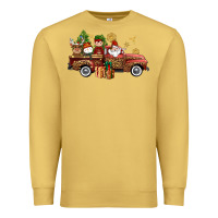 Antique Gold Christmas Truck Elf Santa snowman reindeer Premium Sweatshirt - NancyCooperArtShop