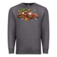 Charcoal Heather Christmas Truck Elf Santa snowman reindeer Premium Sweatshirt - NancyCooperArtShop