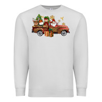 Dove Grey Christmas Truck Elf Santa snowman reindeer Premium Sweatshirt - NancyCooperArtShop