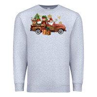 Heather Grey Christmas Truck Elf Santa snowman reindeer Premium Sweatshirt - NancyCooperArtShop