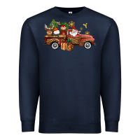 Navy Christmas Truck Elf Santa snowman reindeer Premium Sweatshirt - NancyCooperArtShop