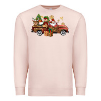 Pale Pink Christmas Truck Elf Santa snowman reindeer Premium Sweatshirt - NancyCooperArtShop