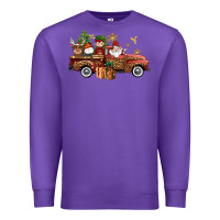 Purple Christmas Truck Elf Santa snowman reindeer Premium Sweatshirt - NancyCooperArtShop