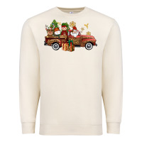 Sandshell Christmas Truck Elf Santa snowman reindeer Premium Sweatshirt - NancyCooperArtShop