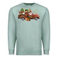 Seafoam Christmas Truck Elf Santa snowman reindeer Premium Sweatshirt - NancyCooperArtShop