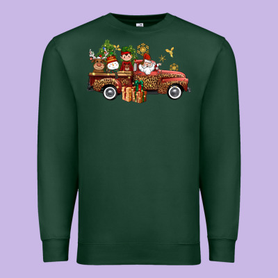 Christmas Truck Elf Santa Snowman Reindeer Premium Sweatshirt Designed By Nancycooperartshop