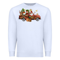 White Christmas Truck Elf Santa snowman reindeer Premium Sweatshirt - NancyCooperArtShop