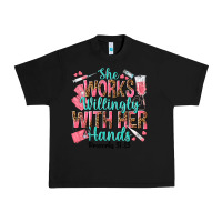 Black she works willingly with her hands Urban Heavy Tee - texasbilliewilder