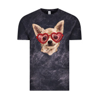 Cloud Black chihuahua dog with love glasses Vintage Tee - RanaPortraitStore