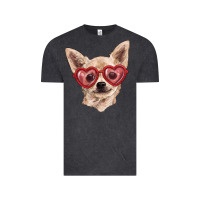 Chihuahua Dog With Love Glasses Vintage Tee | Teevron