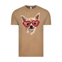 Vintage Coffee chihuahua dog with love glasses Vintage Tee - RanaPortraitStore