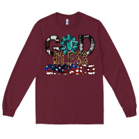 Burgundy god bless america Long Sleeve Tee - SublimationCraftShop