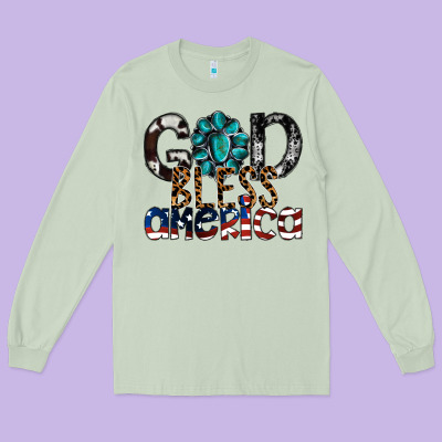 God Bless America Long Sleeve Tee Designed By Sublimationcraftshop