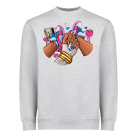 Heather Grey Pink and blue sneaker girl Heavyweight Sweatshirt - RanaPortraitStore