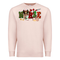 Pale Pink Christmas Nurse Premium Sweatshirt - NancyCooperArtShop