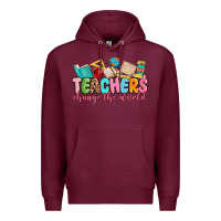 Burgundy teacher change the world Premium Hoodie - MaliasSmallBusiness