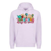 Lilac teacher change the world Premium Hoodie - MaliasSmallBusiness