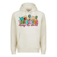 Oatmeal Heather teacher change the world Premium Hoodie - MaliasSmallBusiness
