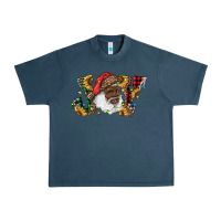 Midnight Navy african american santa joy with sunflowers Urban Heavy Tee - RanaPortraitStore
