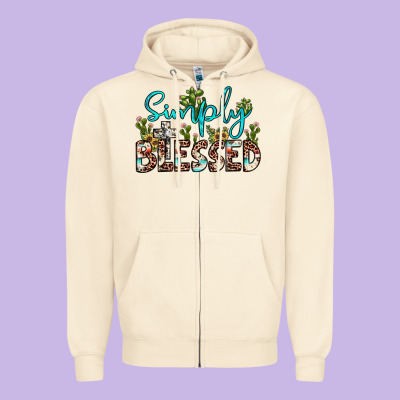 Simply Blessed Zipper Hoodie Designed By Jahusdesignshop
