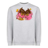 Heather Grey Pink afro nails Heavyweight Sweatshirt - RanaPortraitStore