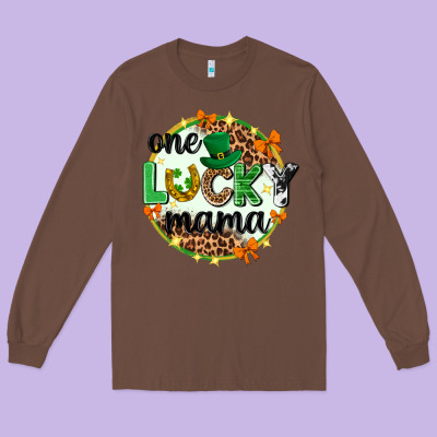 One Lucky Mama  St. Patricks Day Long Sleeve Tee Designed By Neo Western
