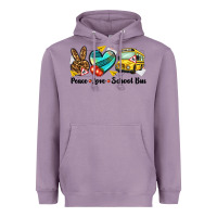 Lavender peace love school bus Heavyweight Hoodie - NancyCooperArtShop