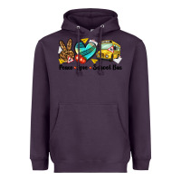 Plum peace love school bus Heavyweight Hoodie - NancyCooperArtShop