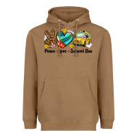 Toasted Coconut peace love school bus Heavyweight Hoodie - NancyCooperArtShop