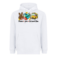 White peace love school bus Heavyweight Hoodie - NancyCooperArtShop