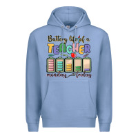 Colony Blue battery life of a teacher monday friday Premium Hoodie - MaliasSmallBusiness