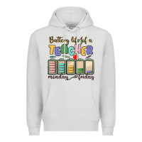 Dove Grey battery life of a teacher monday friday Premium Hoodie - MaliasSmallBusiness