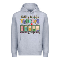 Heather Grey battery life of a teacher monday friday Premium Hoodie - MaliasSmallBusiness